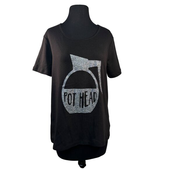 White Stag Womens Size Large Pot Head Graphic Tshirt Black - Picture 1 of 6